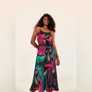 FARM Rio Midnight Leaves Lenzing Ecovero Viscose Cut Out Dress